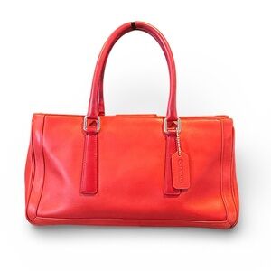 Vintage Coach Red Leather Tote Bag Good Condition